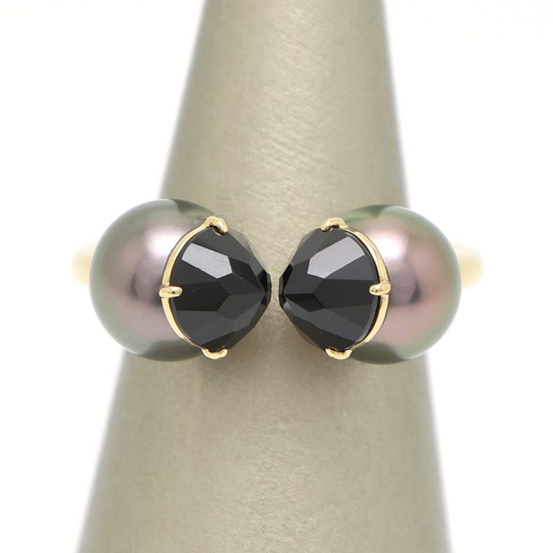 【楠本質店/元住吉】タサキ/TASAKI　K18　リベリオン リング　ブラックパール8.5mm/ブラックスピネル　11-12号位【中古】