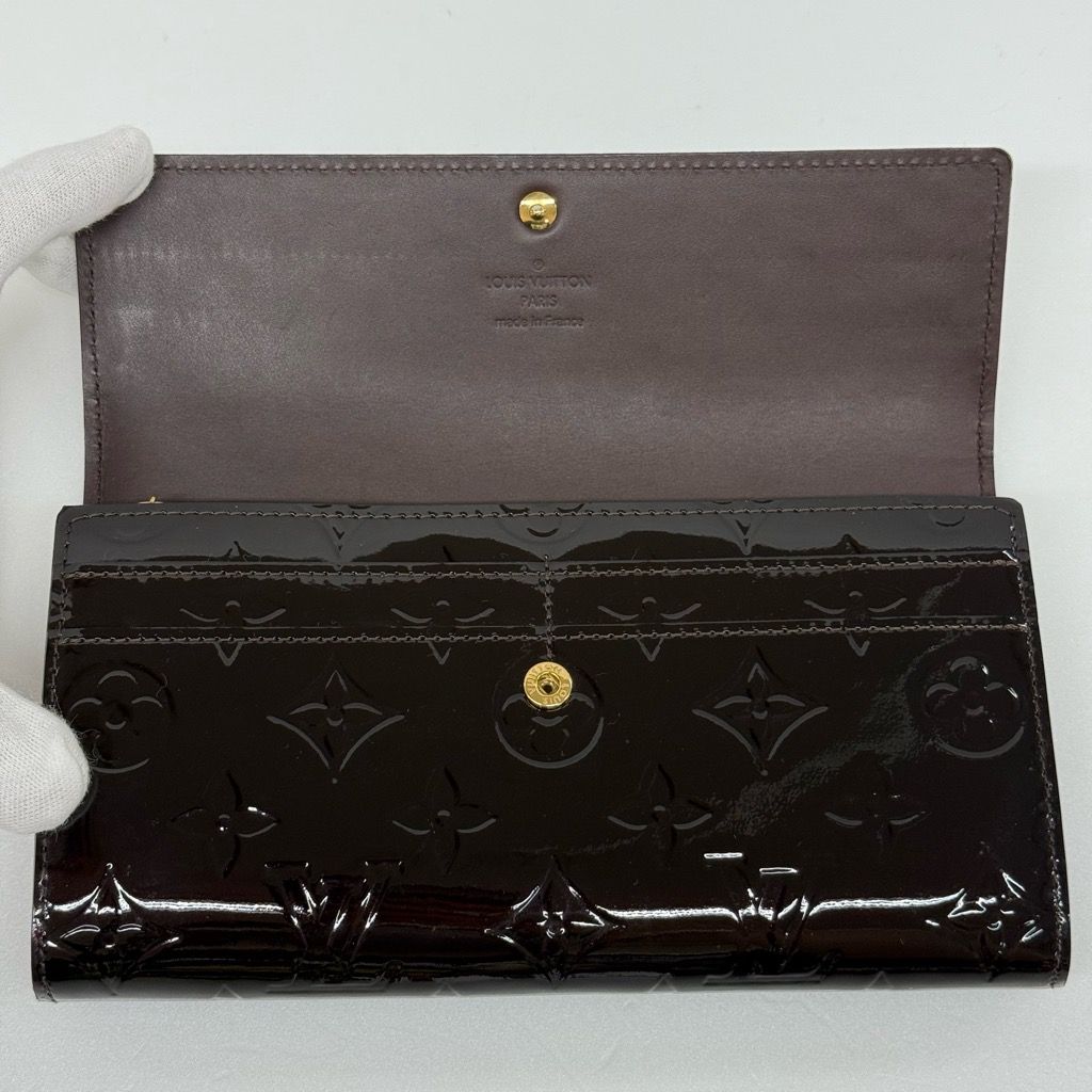 LOUIS VUITTON モノグラム ヴェルニ ポルトフォイユ サラ ボルドー 長