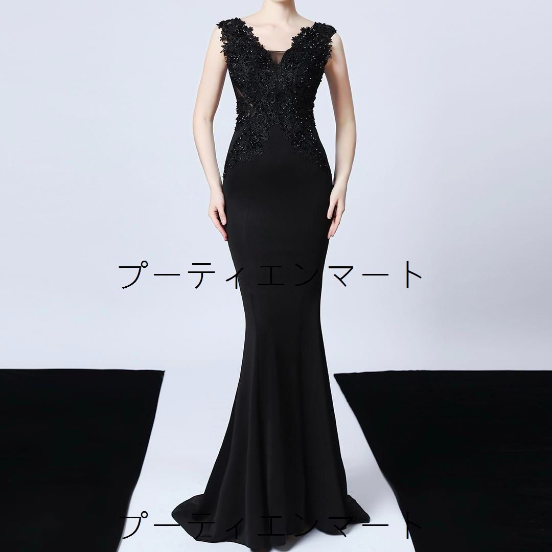 人気商品 26年新作 お花のデザインが美しい マーメイド ロングイブニングドレス