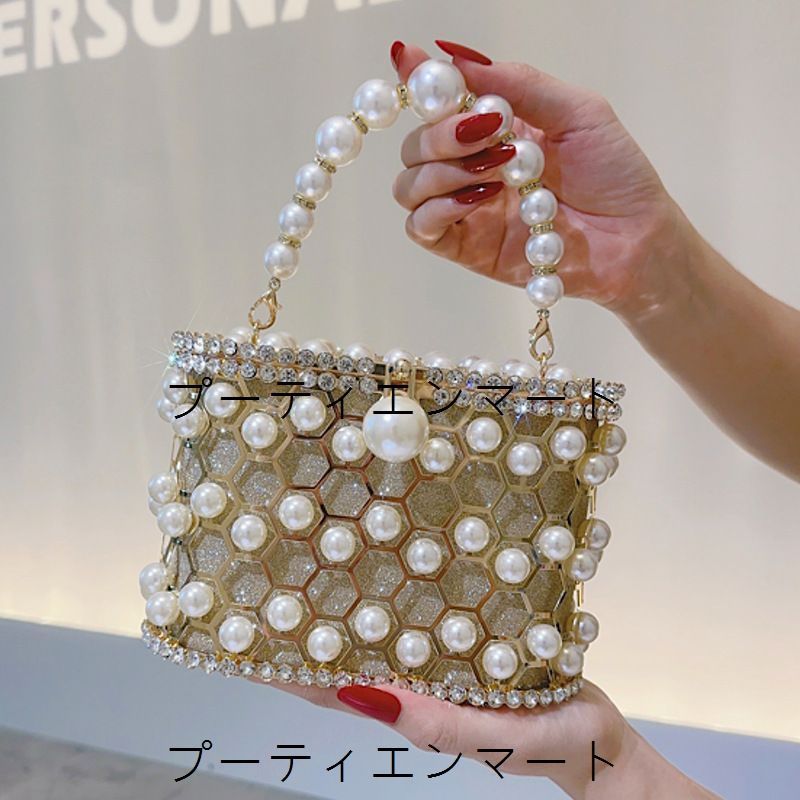 人気商品 パーティーバッグ 結婚式 バッグ フォーマルバッグ バンケットバッグ パール セレモニーバードケージバッグ バッグ 女性 レディース ヴィンテージ ゴールド 1294