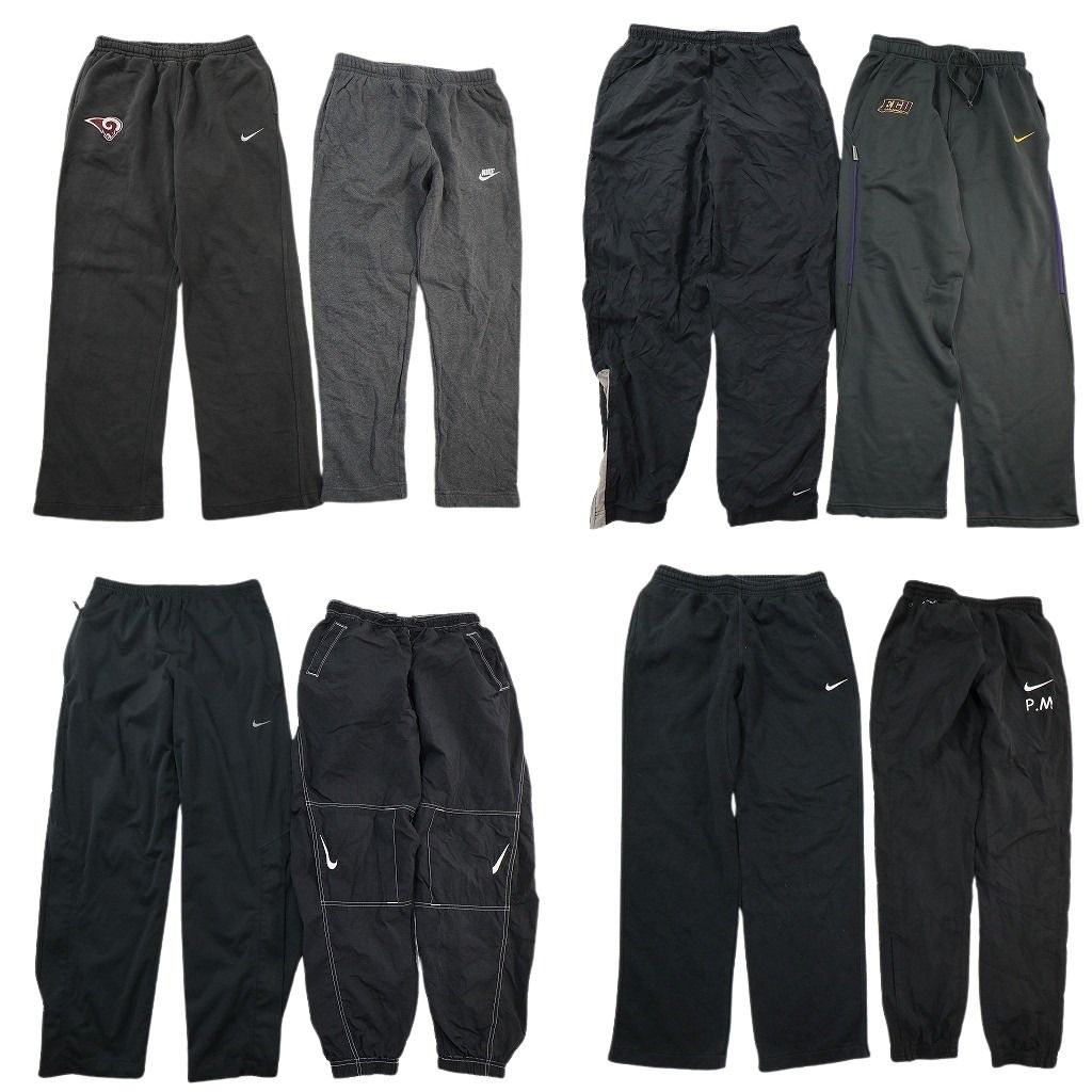 古着卸 まとめ売り NIKE ナイキ パンツMIX 8枚セット ( メンズ M ) ナイロンパンツ スウェット ジョガー ブラック 中古 古着 NE9650
