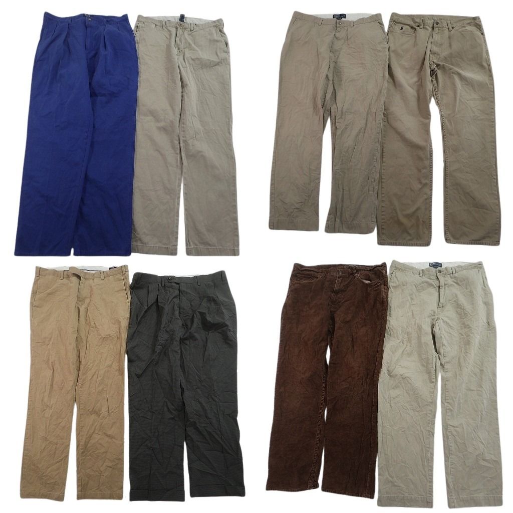 古着卸 まとめ売り ラルフローレン パンツ MIX 8枚セット ( メンズ 36 ) スラックス コットンパンツ 2タック 90s 中古 古着 NE9669