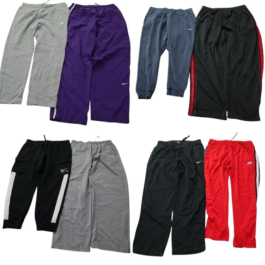 古着卸 まとめ売り NIKE ナイキ パンツMIX 8枚セット ( メンズ 2XL ) スウォッシュロゴ スウェット イージーパンツ カーゴ 中古古着 NE9684