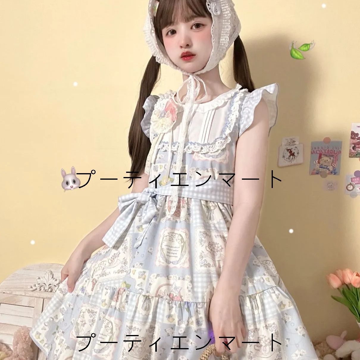 人気商品 春日序章田園風印花 小飛袖 可愛な花モチーフ付き 軽LOリラックス日常ロリータワンピース 可愛いデザイン