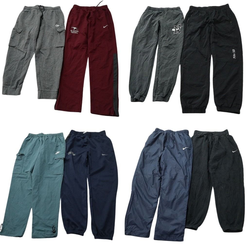 古着卸 まとめ売り NIKE ナイキ パンツMIX 8枚セット ( メンズ S/M ) カーゴ イージーパンツ スウェット ナイロン 中古 古着 NE9694