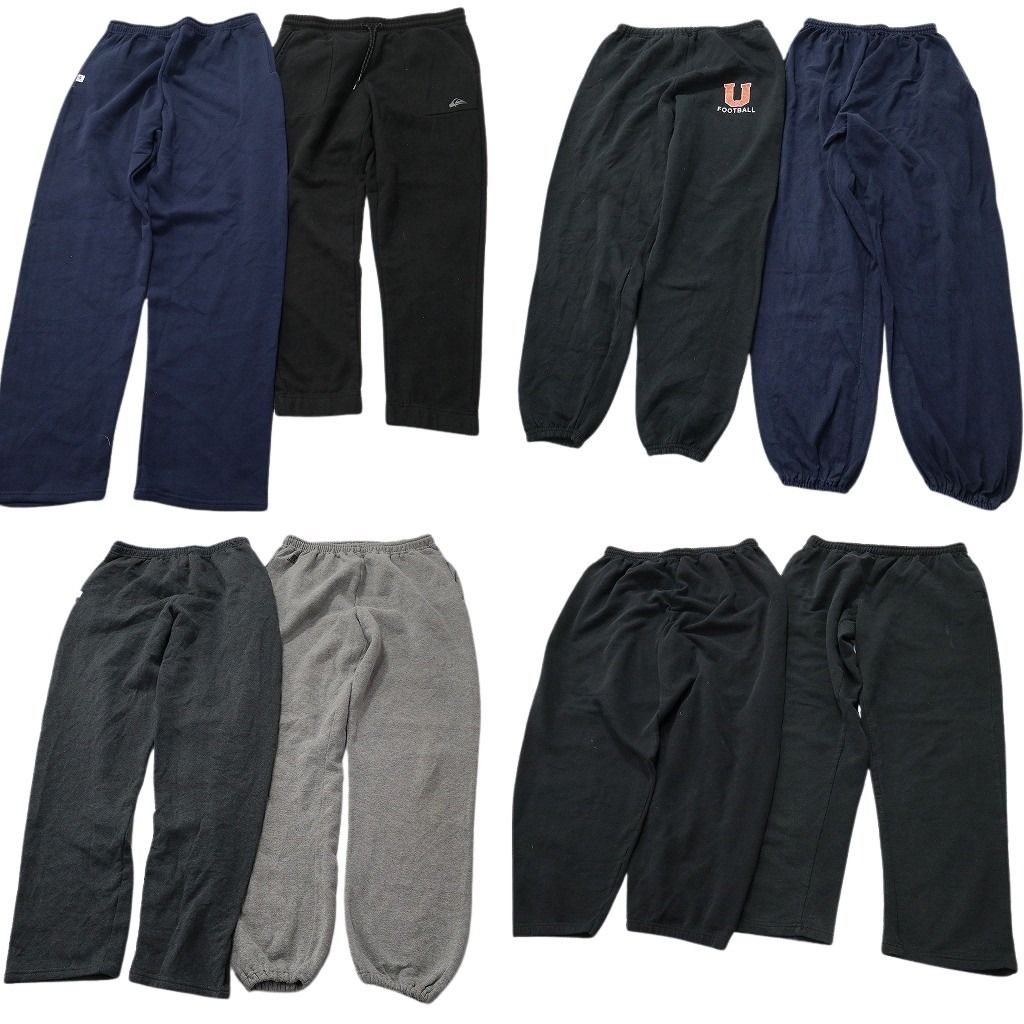 古着卸 まとめ売り スウェット パンツ 8枚セット ( メンズ XL ) ラッセル ブラック イージーパンツ グレー 中古 古着 NE9697