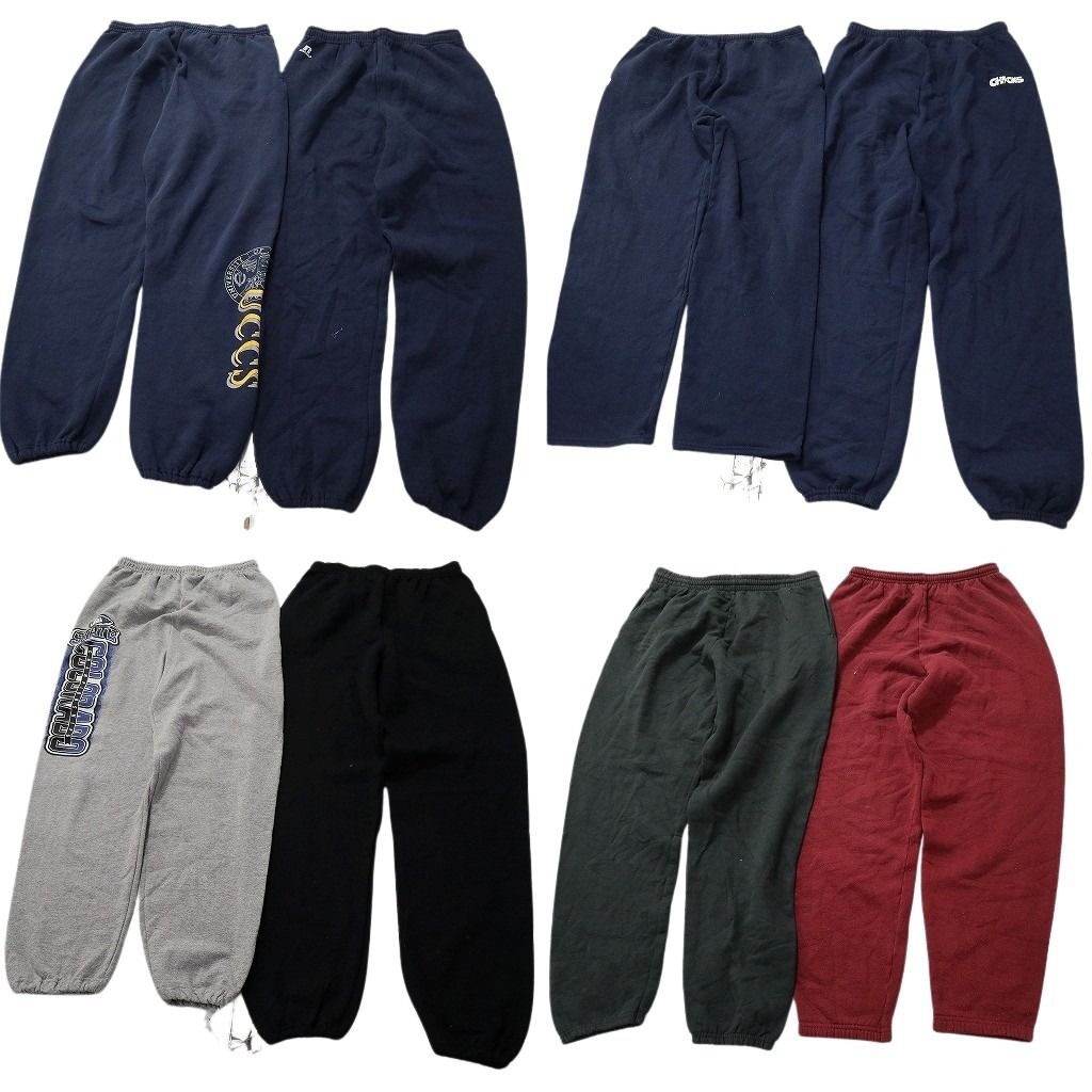 古着卸 まとめ売り スウェット パンツ 8枚セット ( メンズ L ) ラッセル イージーパンツ ネイビー グレー 中古 古着 NE9698