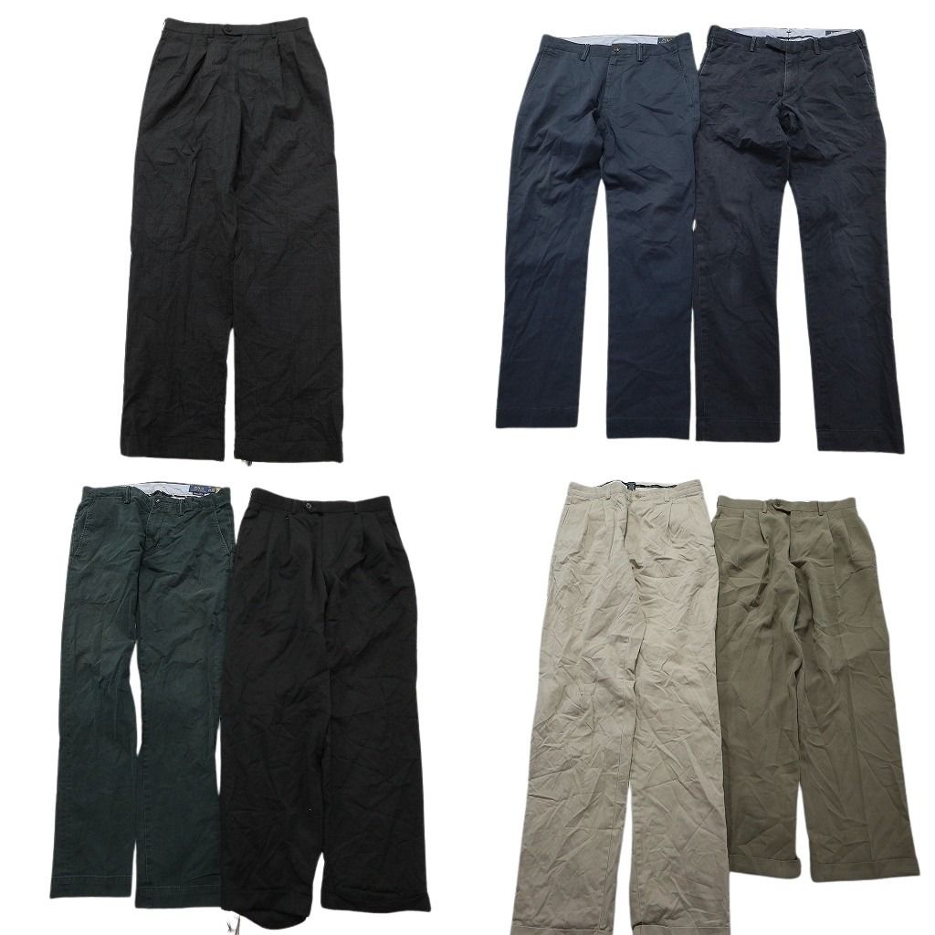 古着卸 まとめ売り ラルフローレン パンツ 7枚セット ( メンズ 32/31 ) 2タック ネイビー ベージュ ブラック 中古 古着 NE9702