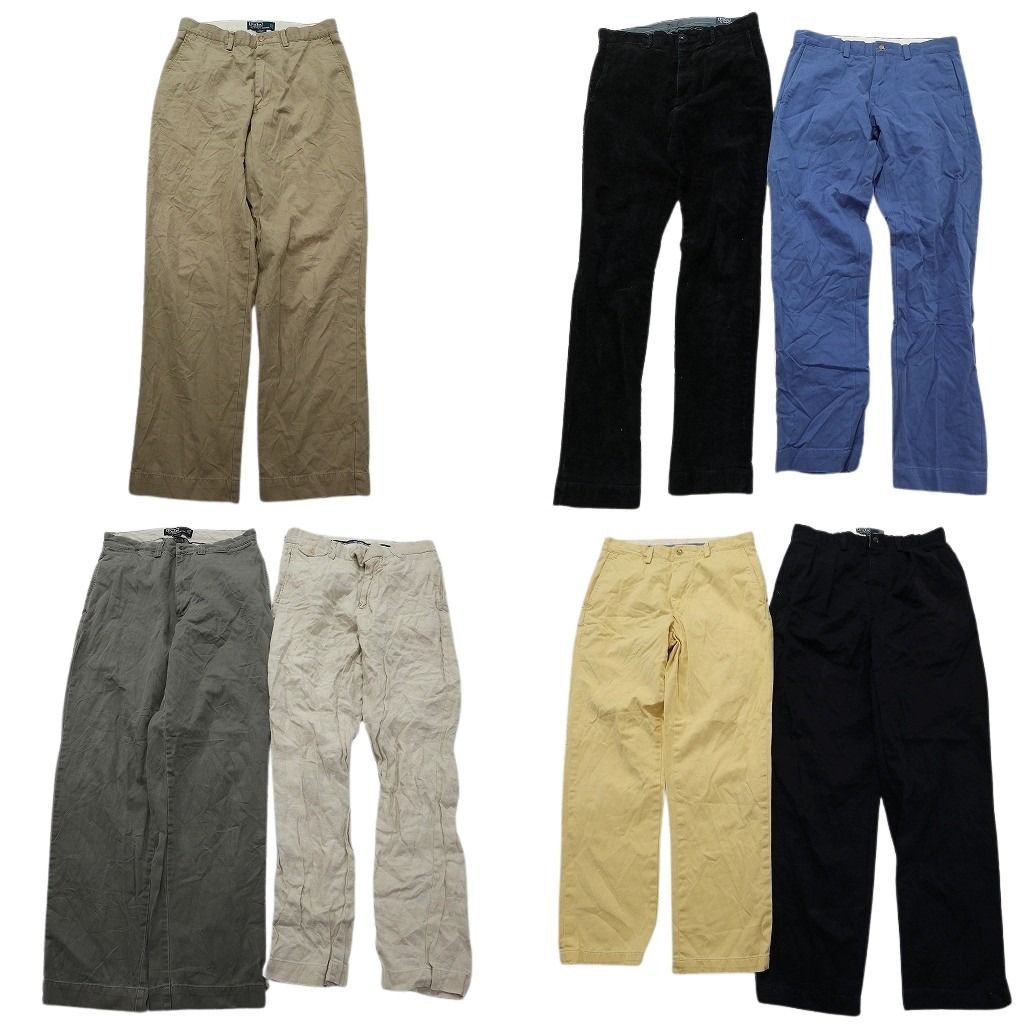 古着卸 まとめ売り ラルフローレン パンツ 7枚セット ( メンズ 30 ) 90s コットンパンツ ベージュ ブラック ホワイト 中古 古着 NE9703