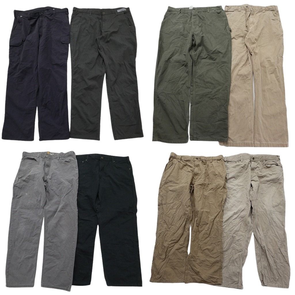 古着卸 まとめ売り カーハート パンツ 8枚セット ( メンズ 40 ) カーゴ ペインター オリーブ ワーク ベージュ 中古 古着 NE9706
