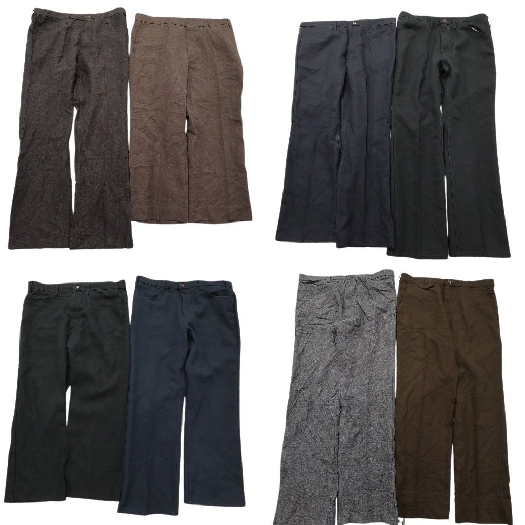 古着卸 まとめ売り ポリ混 スラックス 8枚セット ( メンズ 38 ) ブラウン ネイビー ブラック ストレート 中古 古着 NE9714