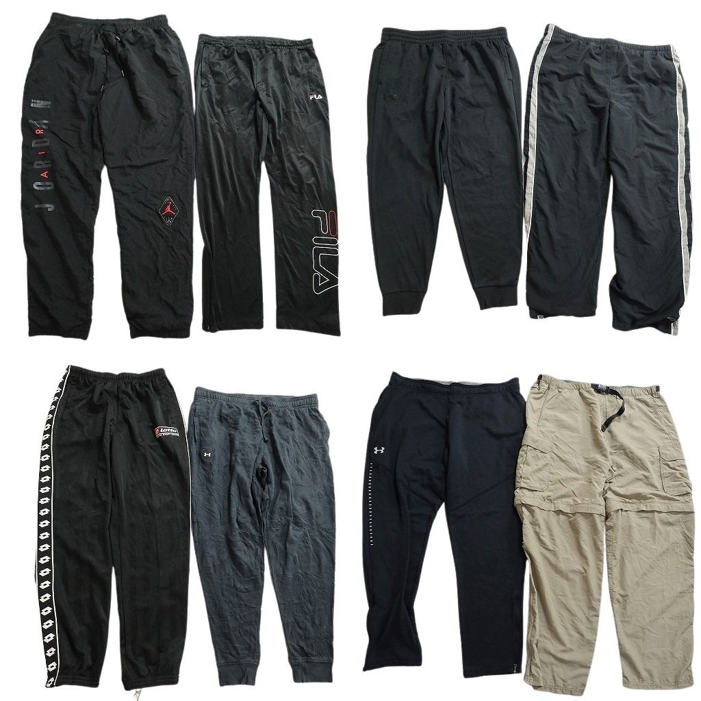 古着卸 まとめ売り ブランド パンツ 8枚セット ( メンズ 2XL ) REI リーボック アンダーアーマー ジョーダン フィラ 中古 古着 NE9722