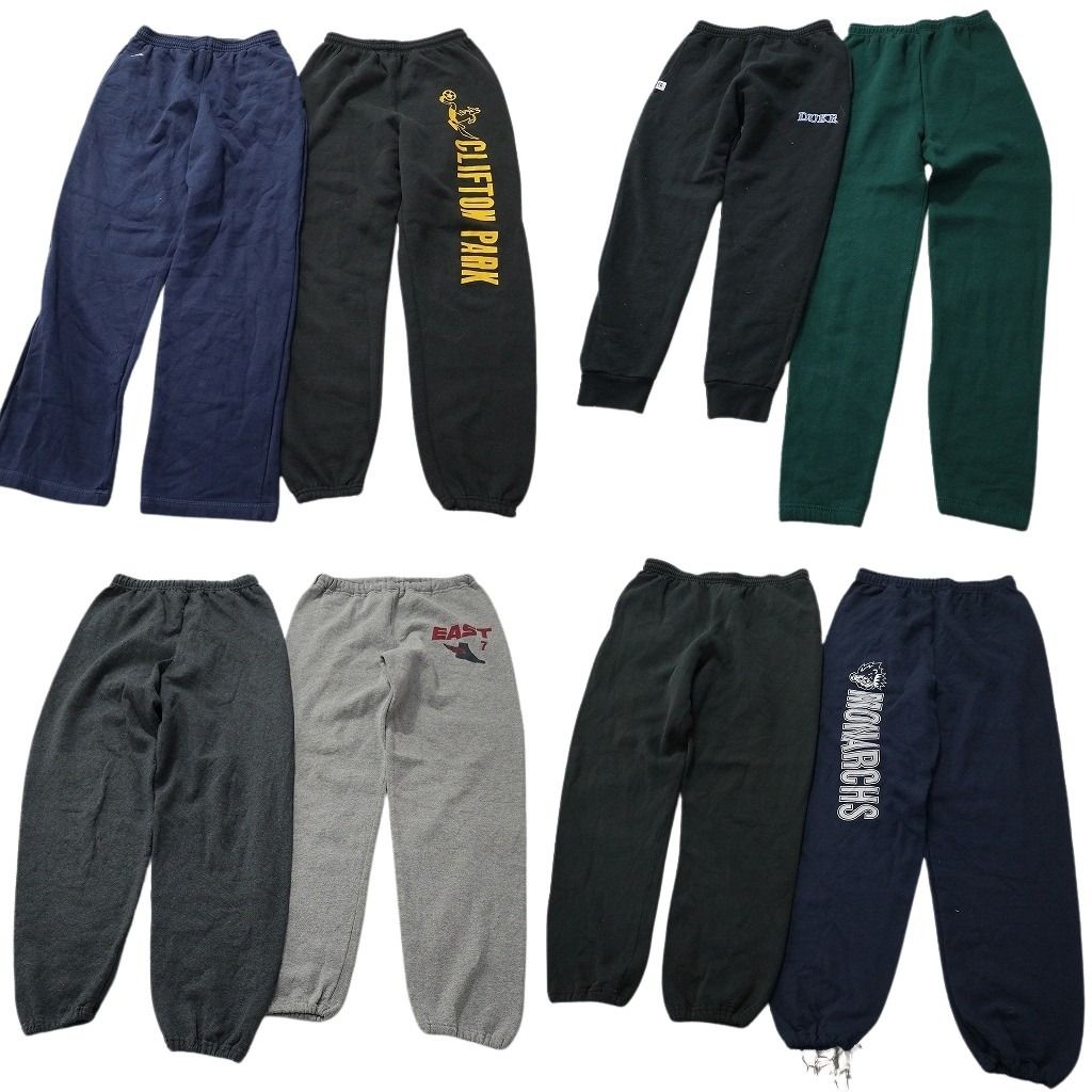 古着卸 まとめ売り スウェット パンツ 8枚セット ( メンズ S ) ラッセル ジョガーパンツ ブラック グリーン 中古 古着 NE9755