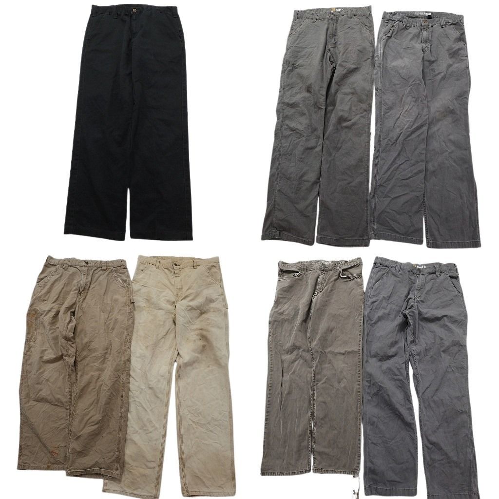 古着卸 まとめ売り カーハート パンツ 7枚セット ( メンズ 35/34/36 ) コットンパンツ ペインター ワーク グレー ベージュ 中古古着 NE9767