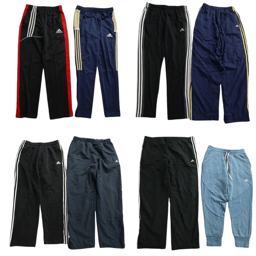 古着卸 まとめ売り アディダス パンツMIX 8枚セット ( メンズ L ) スウェパン ナイロンパンツ ブラック ネイビー 中古 古着 NE9806