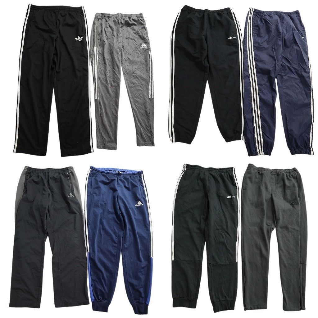 古着卸 まとめ売り アディダス パンツMIX 8枚セット ( メンズ L ) スウェパン ナイロンパンツ サイドジップ テーパード 中古 古着 NE9810