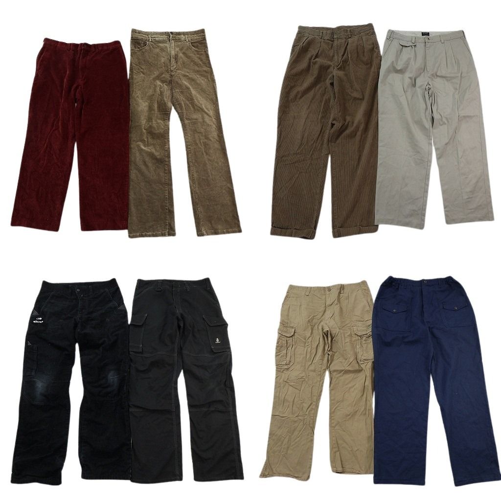 古着卸 まとめ売り ロングパンツ MIX 8枚セット ( メンズ 34 ) カーゴ ダブルニー 2タック コーデュロイ 中古 古着 NE9825