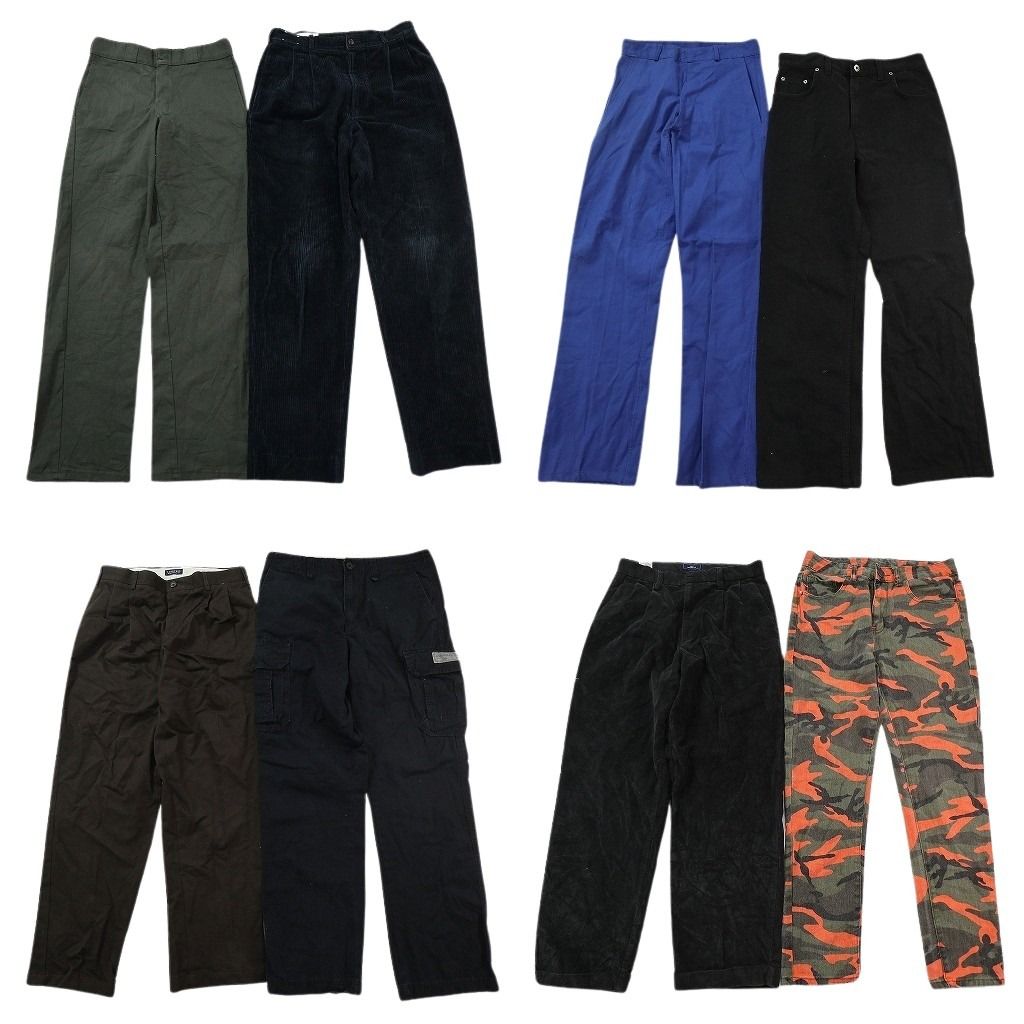 古着卸 まとめ売り ロングパンツ MIX 8枚セット ( メンズ 30 ) 2タック コーデュロイ 迷彩柄 カーゴ 中古 古着 NE9829