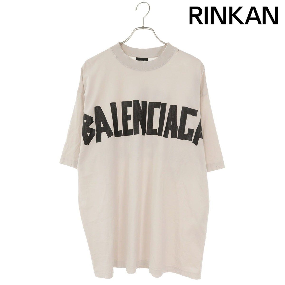 バレンシアガ 739784 TQVQ8 デストロイ加工テープロゴTシャツ メンズ L 