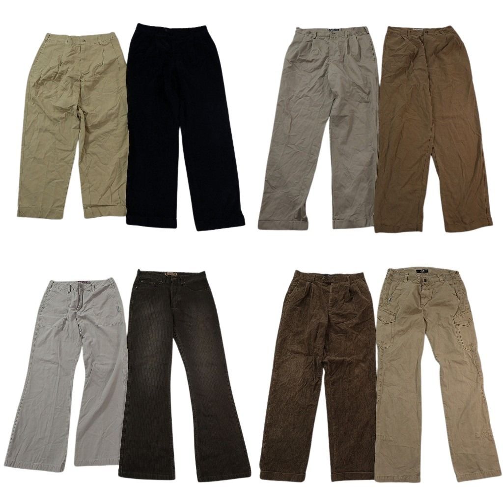 古着卸 まとめ売り ロングパンツ MIX 8枚セット ( メンズ 32 ) コーデュロイ フレア 2タック コットンパンツ 中古 古着 NE9840