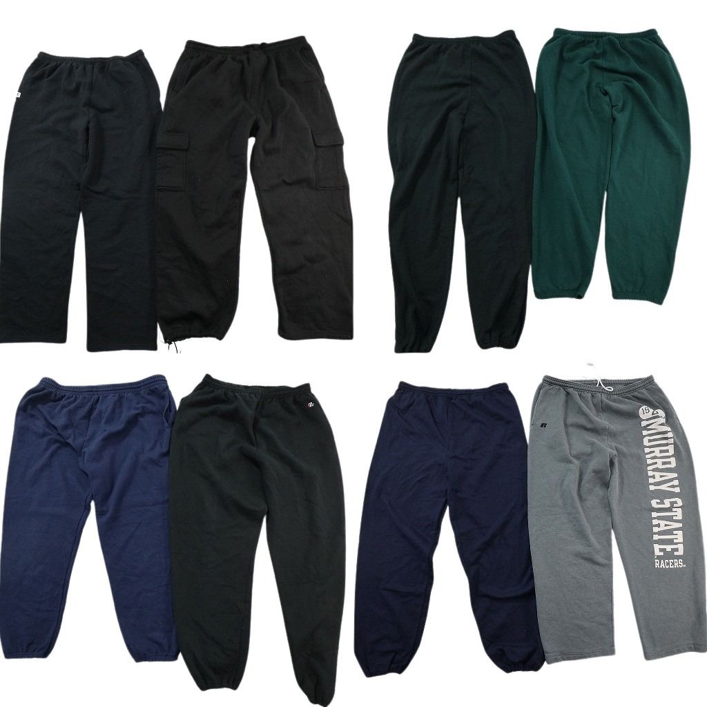 古着卸 まとめ売り スウェット パンツ 8枚セット ( メンズ 2XL/3XL/5XL ) カーゴ ラッセル イージーパンツ ブラック 中古 古着 NE9841