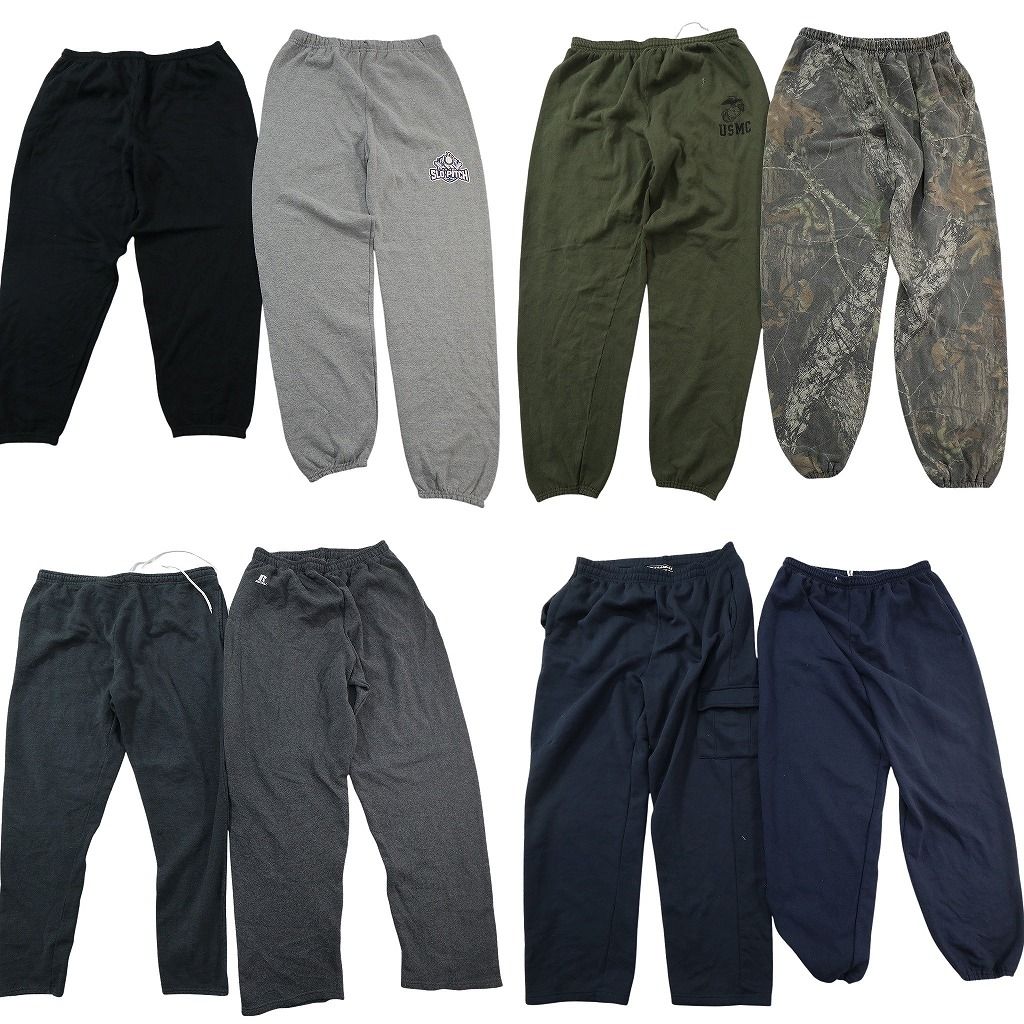 古着卸 まとめ売り スウェット パンツ 8枚セット ( メンズ 2XL ) ラッセル ミリタリー リアルツリー柄 USMC 中古 古着 NE9842