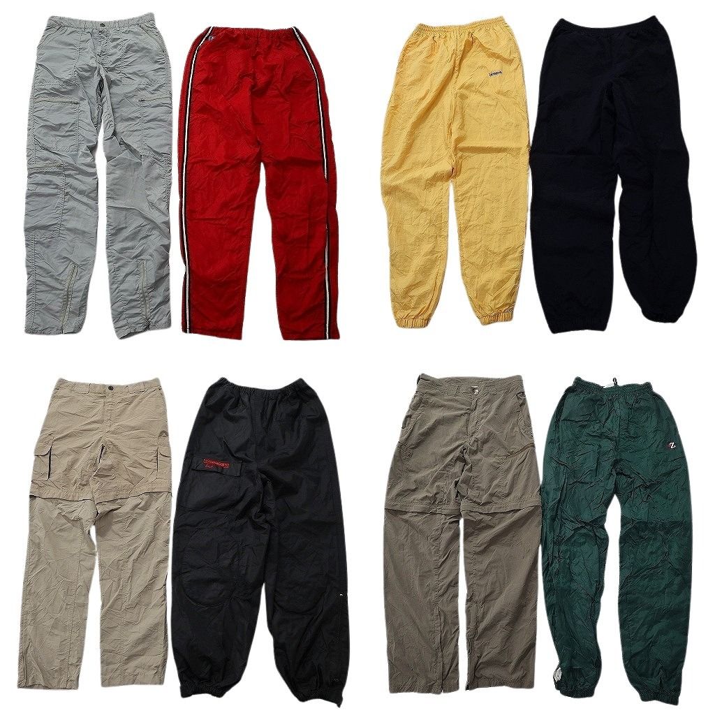古着卸 まとめ売り ナイロン パンツ 8枚セット ( メンズ S ) ライン デタッチャブル テーパード 中古 古着 NE9890