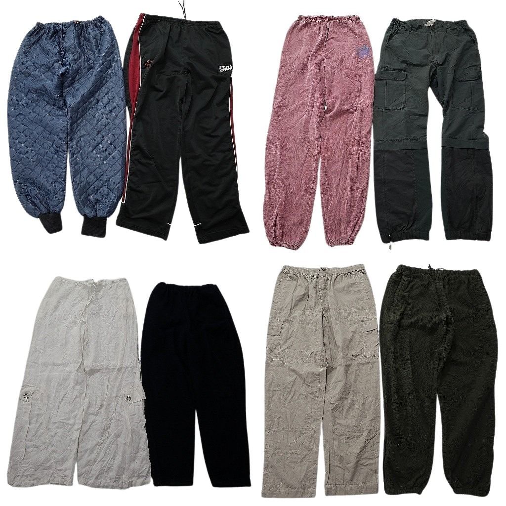 古着卸 まとめ売り パンツMIX 8枚セット ( メンズ XL ) バスパン カーゴ フリースパンツキルティング 中古 古着 NE9891
