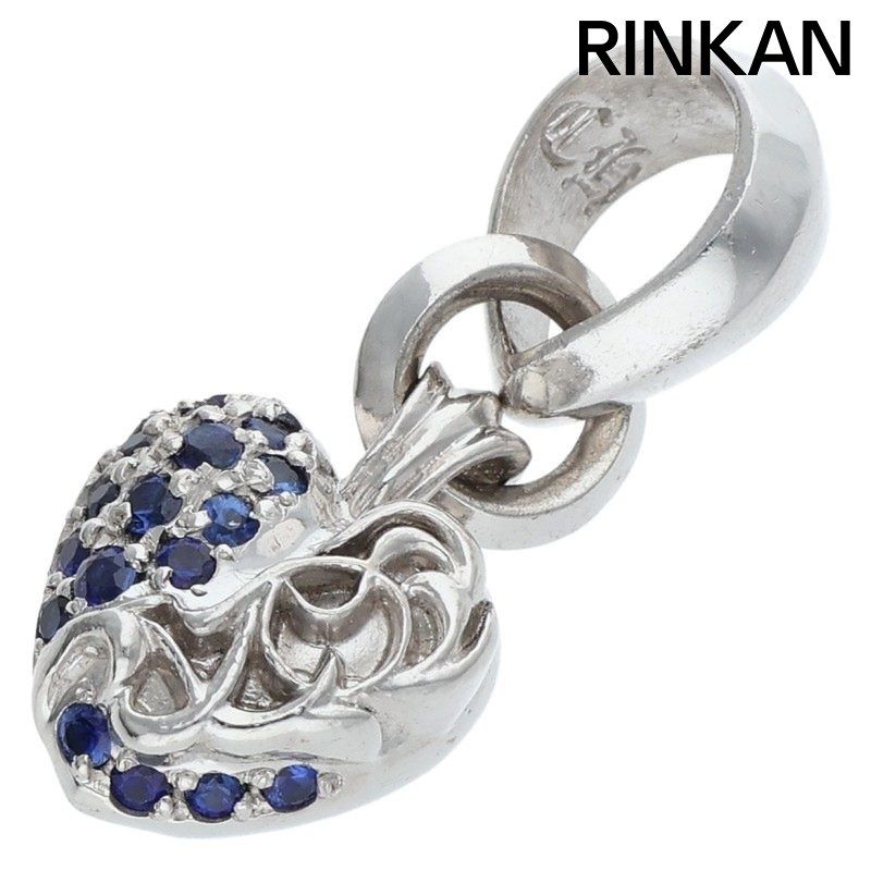 クロムハーツ 18K HEART PENDANT P/SAP/ハートペンダント PAVEサファイア/ホワイトゴールドネックレストップ メンズ