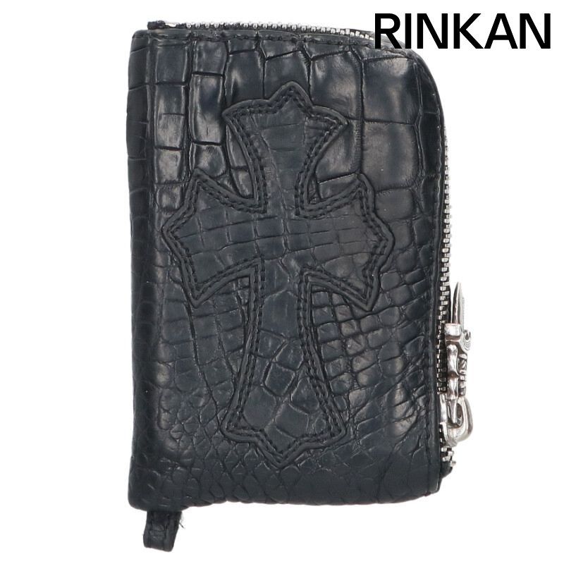 クロムハーツ TINY ZIP タイニージップ クロコクロスパッチレザーダガージップ財布 メンズ
