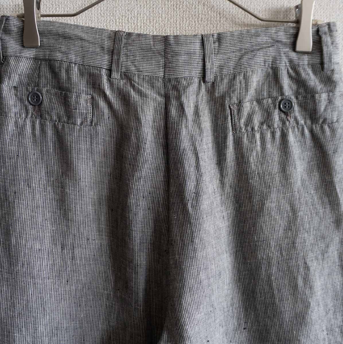 80s/雰囲気抜群】GIORGIO ARMANI【2タック リネン スラックスパンツ