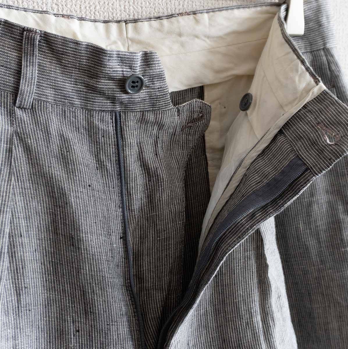 80s/雰囲気抜群】GIORGIO ARMANI【2タック リネン スラックスパンツ 
