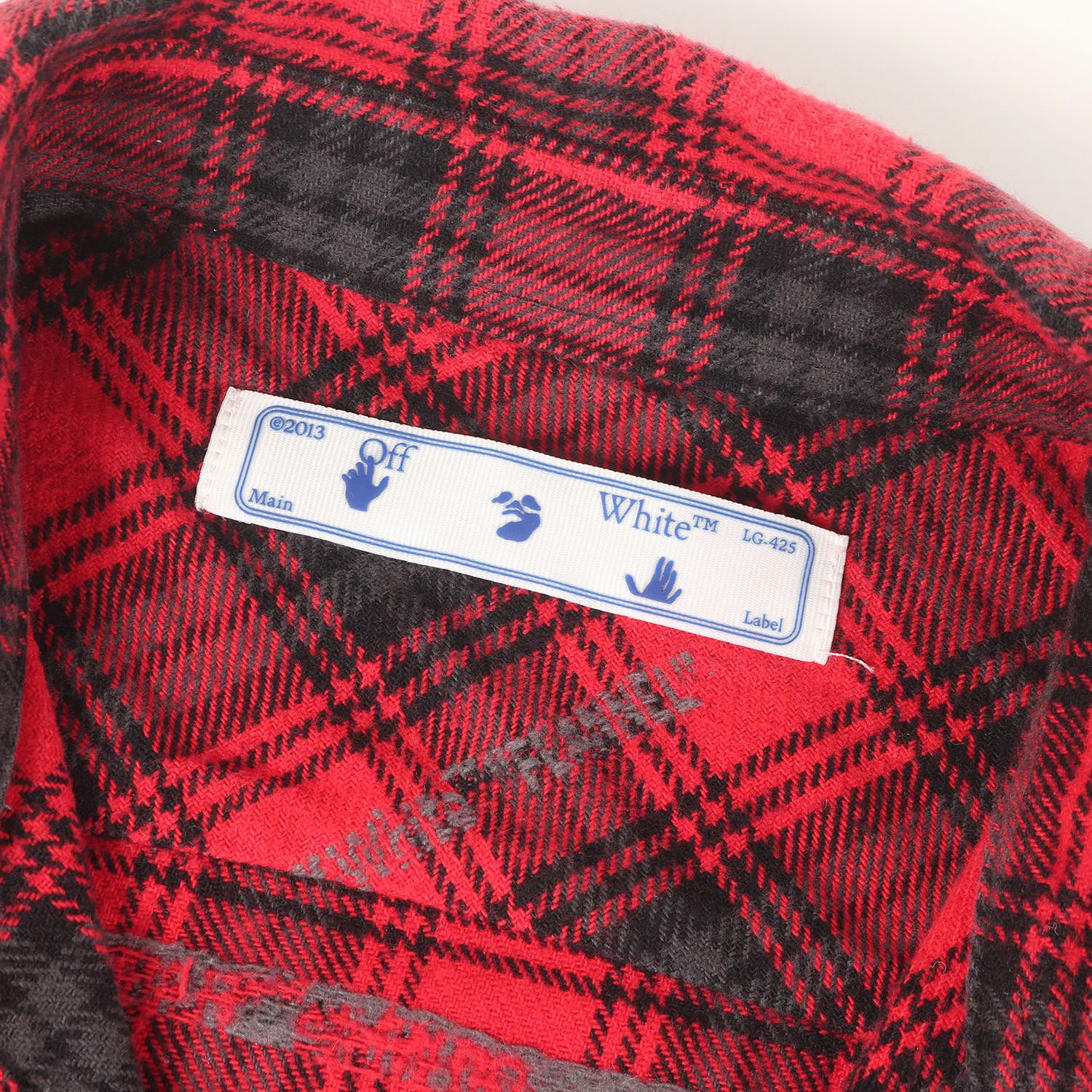 OFF-WHITE オフホワイト シャツ レッド×グレー サイズ:M | 20AW