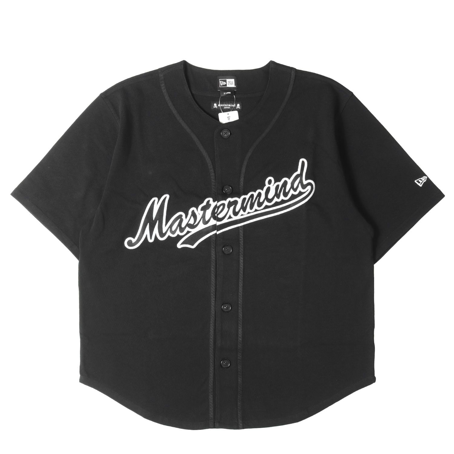 【新品】mastermind JAPAN マスターマインドジャパン シャツ ブラック 黒 サイズ:XL | 26SS ×NEW ERA ヘビーウェイト コットン ベースボールシャツ | トップス カジュアルシャツ 半袖【メンズ】