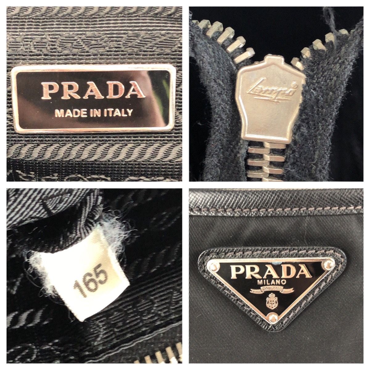 PRADA プラダ テスート サフィアーノ 三角ロゴプレート ブラック 黒