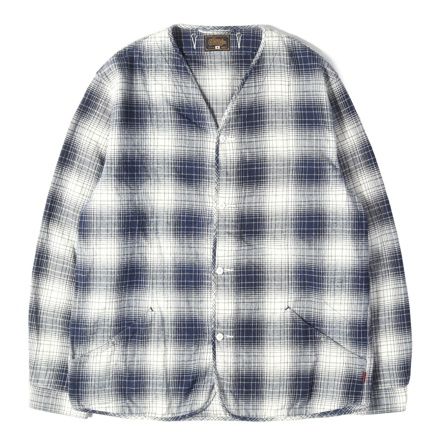 9*a様 ゲルガ・ノーカラーシャツ GERUGA ゲルガ シャツ ネイビー ホワイト 紺白 サイズ:2 | 23AW ノー