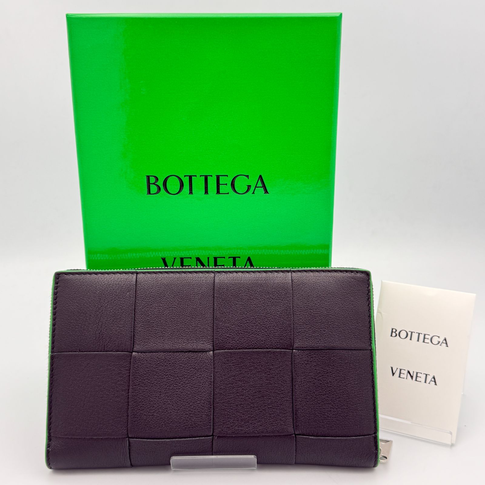 【新品未使用】BOTTEGA VENETA マキシイントレチャート 長財布 ブラック×グリーン 651368 VCQC1 8803