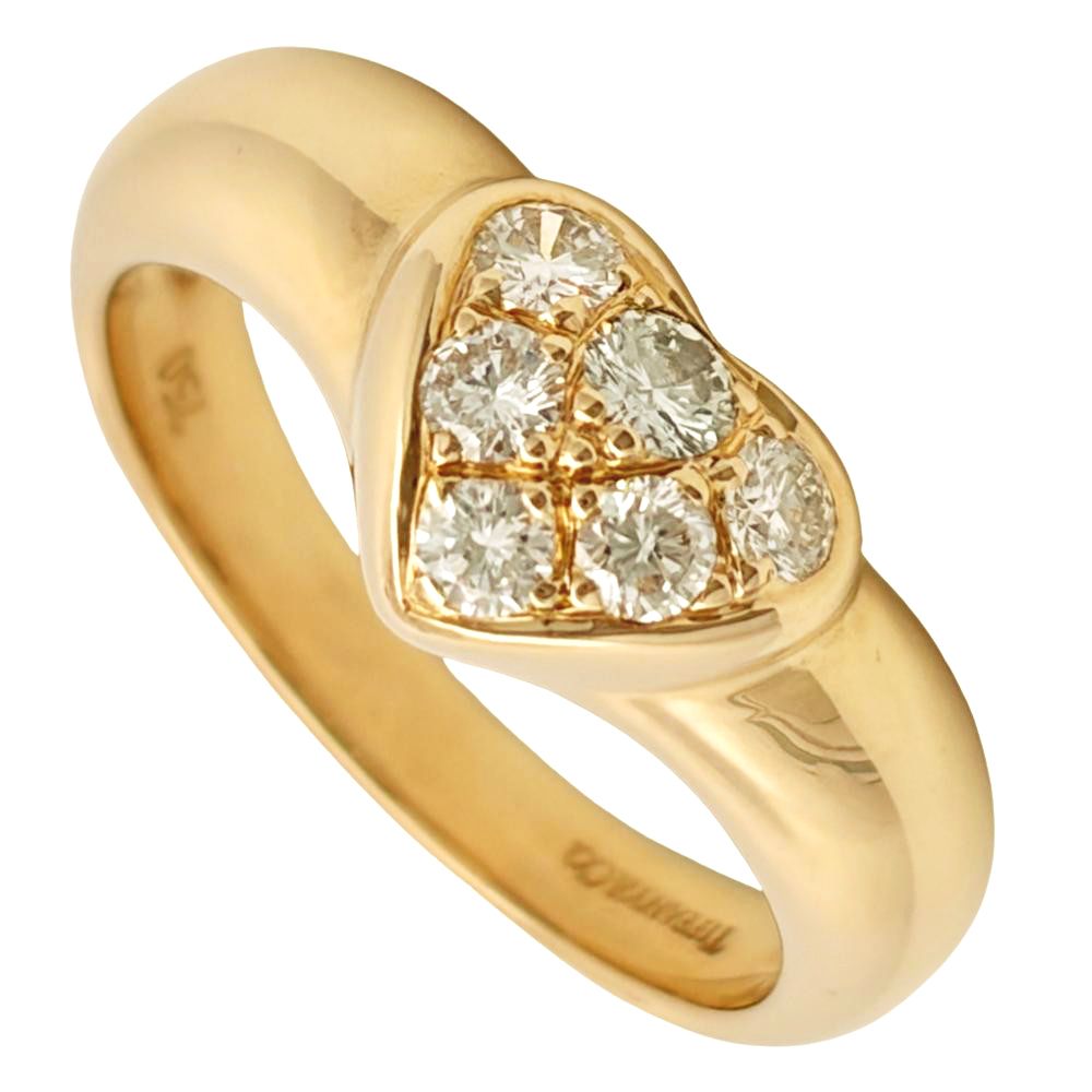 ティファニー Tiffany&Co. フレンドシップ ハート パヴェ リング 指輪 ダイヤモンド 約8号 K18YG 4.0g イエローゴールド レディース【中古】