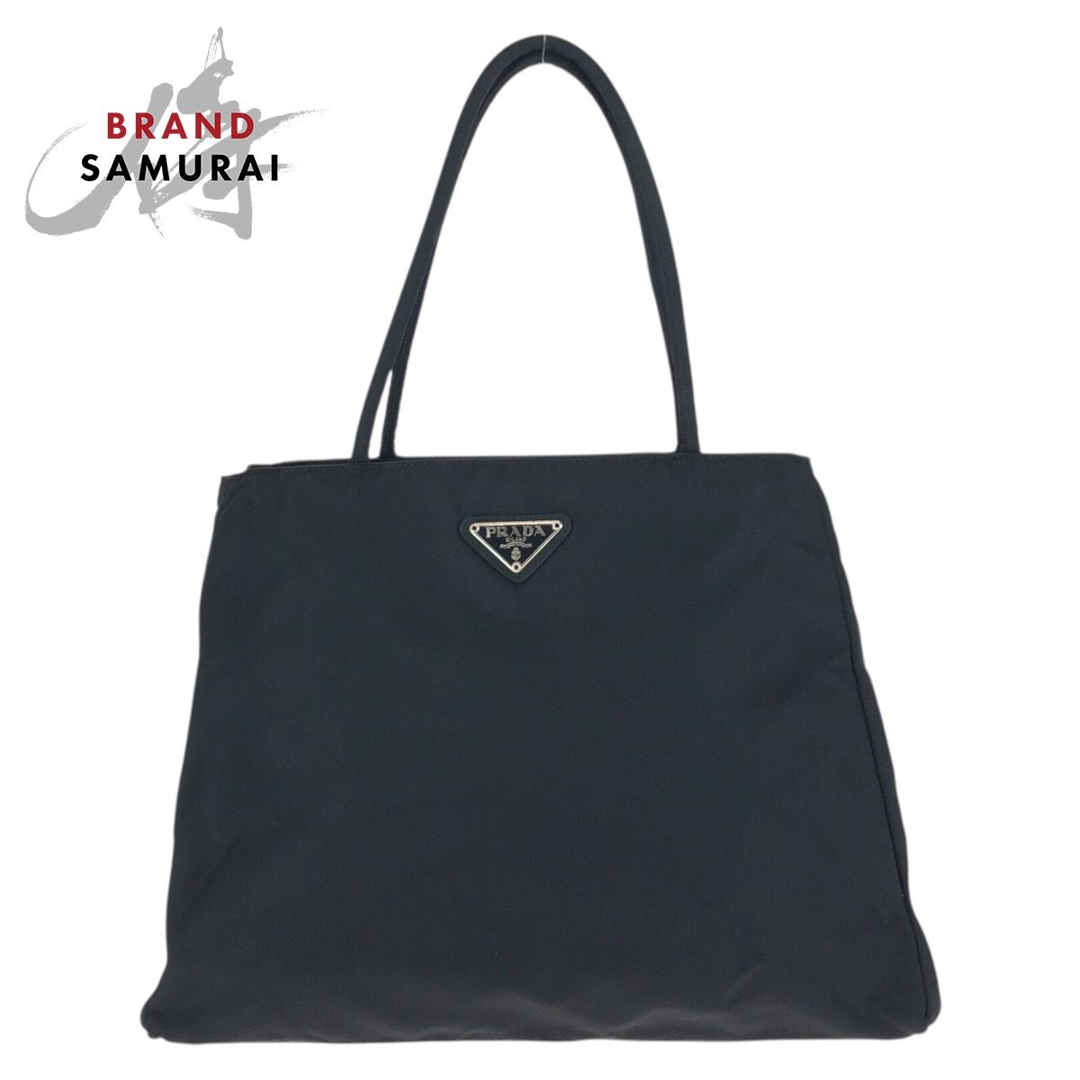 美品 PRADA プラダ テスート 三角ロゴプレート ブラック 黒 シルバー