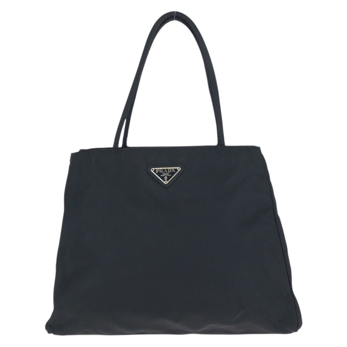 美品 PRADA プラダ テスート 三角ロゴプレート ブラック 黒 シルバー