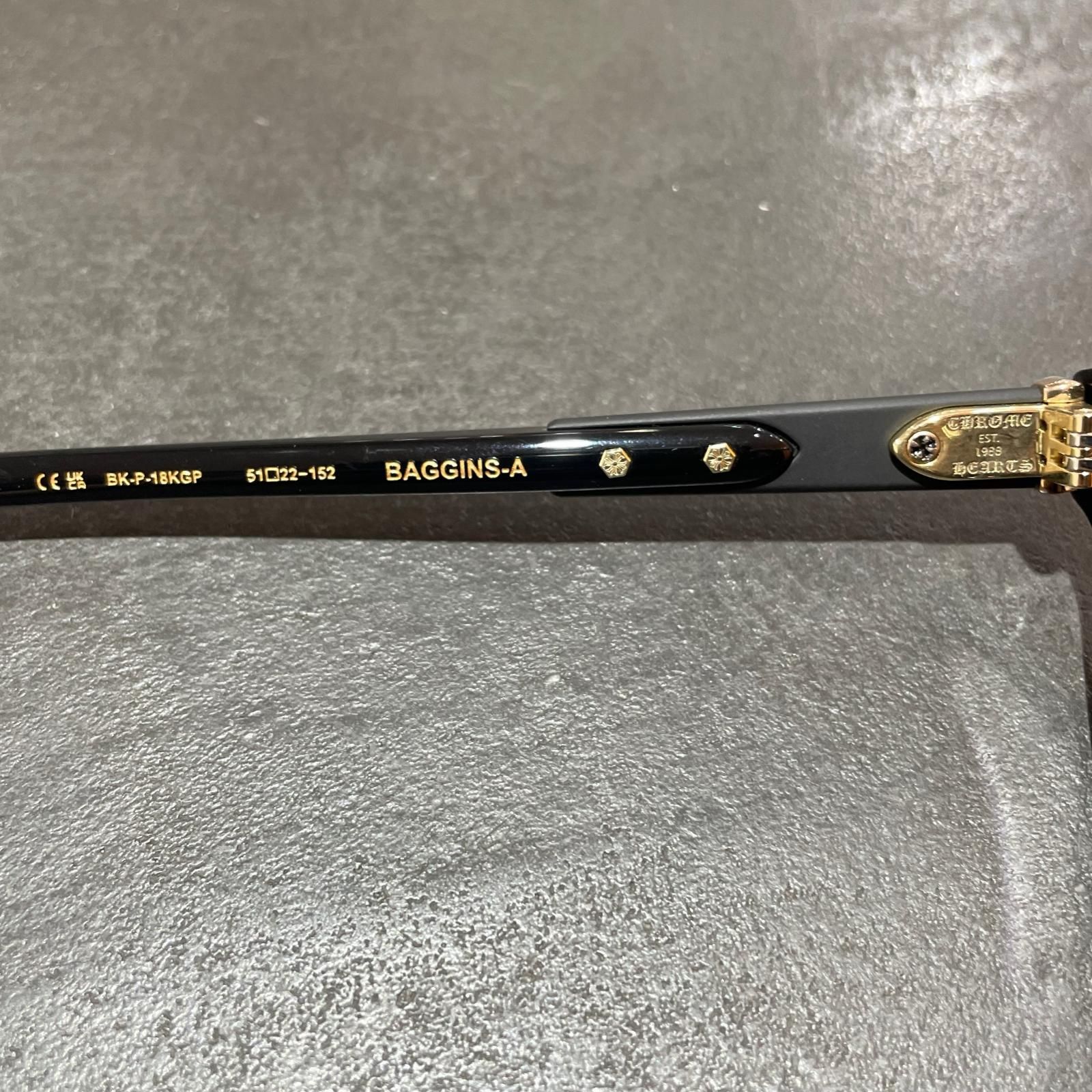 未使用 CHROME HEARTS BAGGINS-A BK-18KGP バギンズ サングラス メガネ
