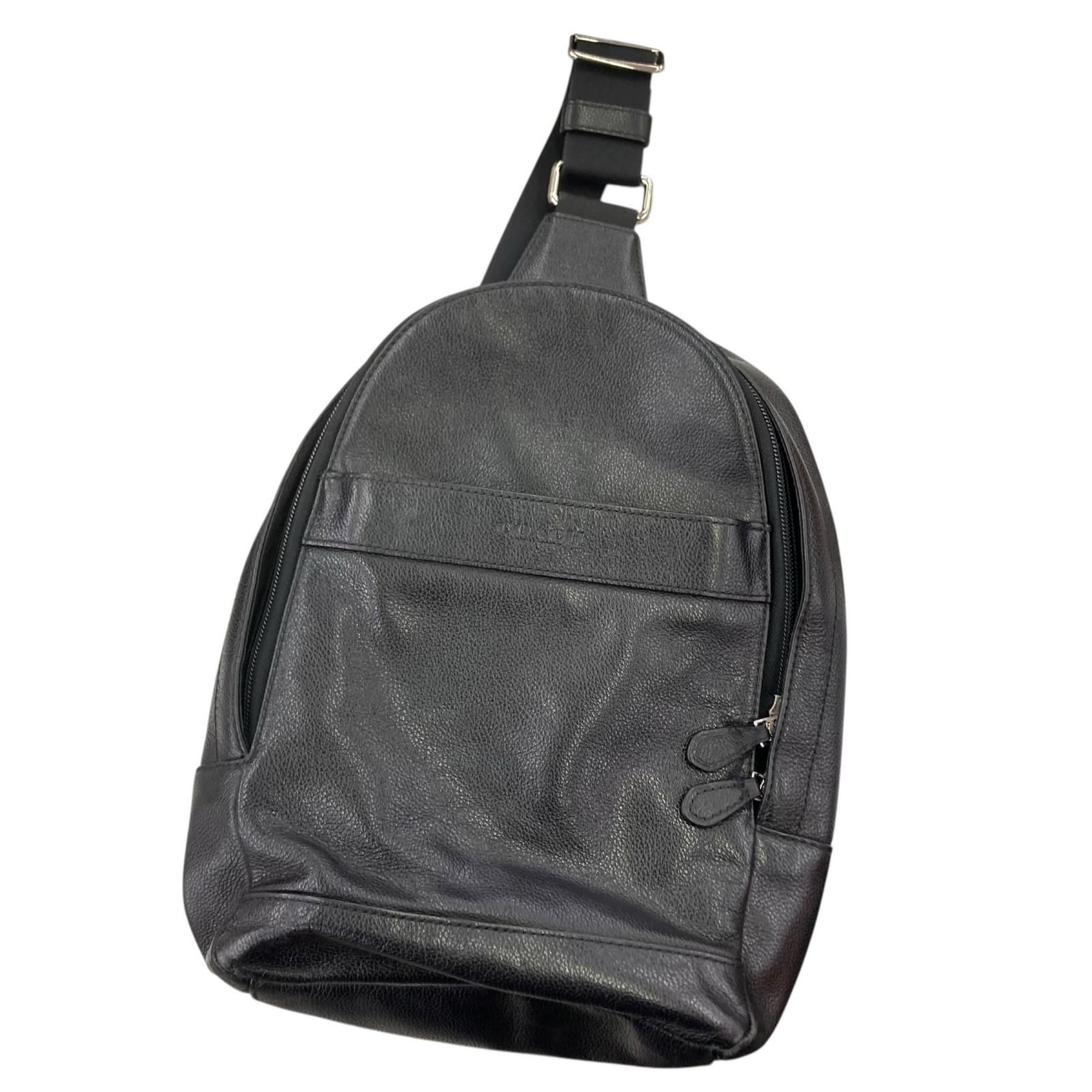 186005 COACH コーチ ボディバッグ ブラック レザー メンズ