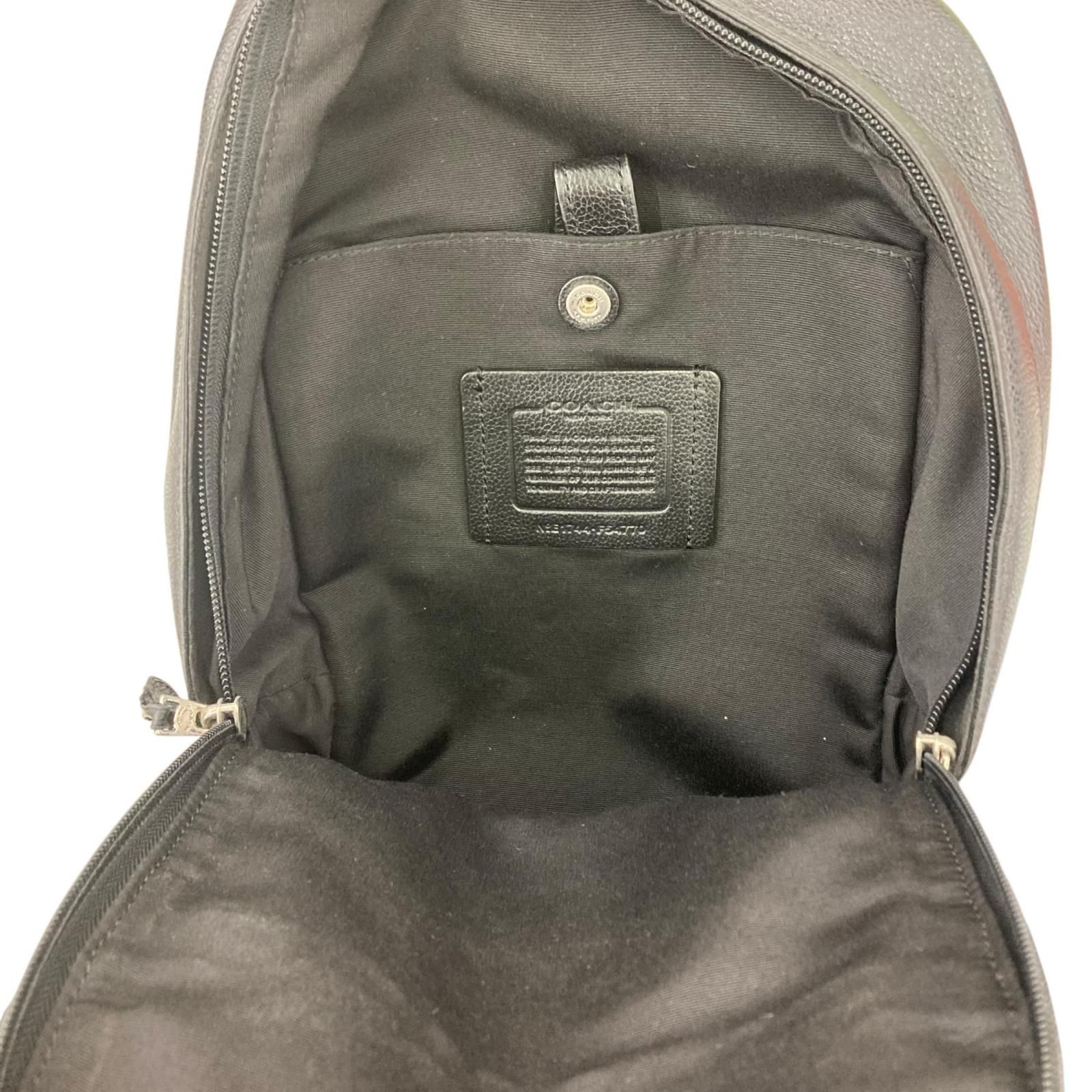 186005 COACH コーチ ボディバッグ ブラック レザー メンズ - メルカリ