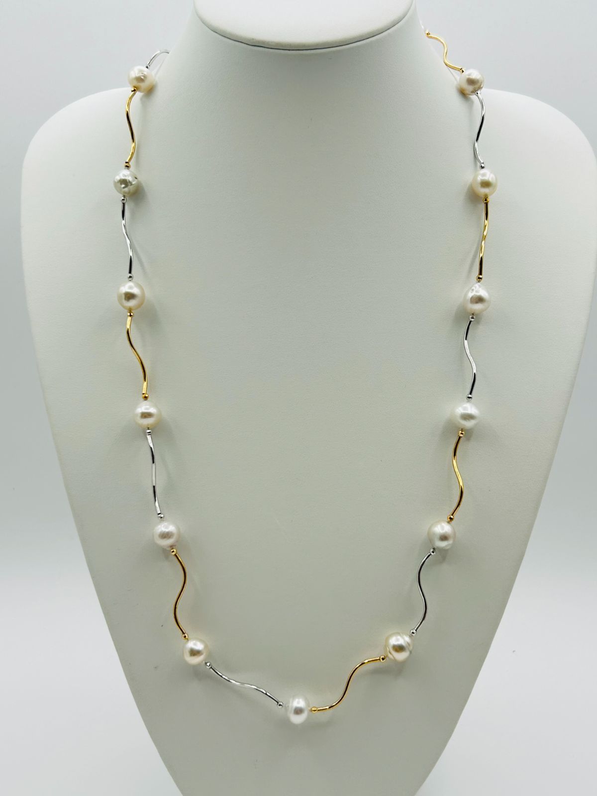南洋 白蝶 真珠 パール ステーションネックレス 9.5～11.5㎜ 74㎝ SV シルバー SouthSeaPearl