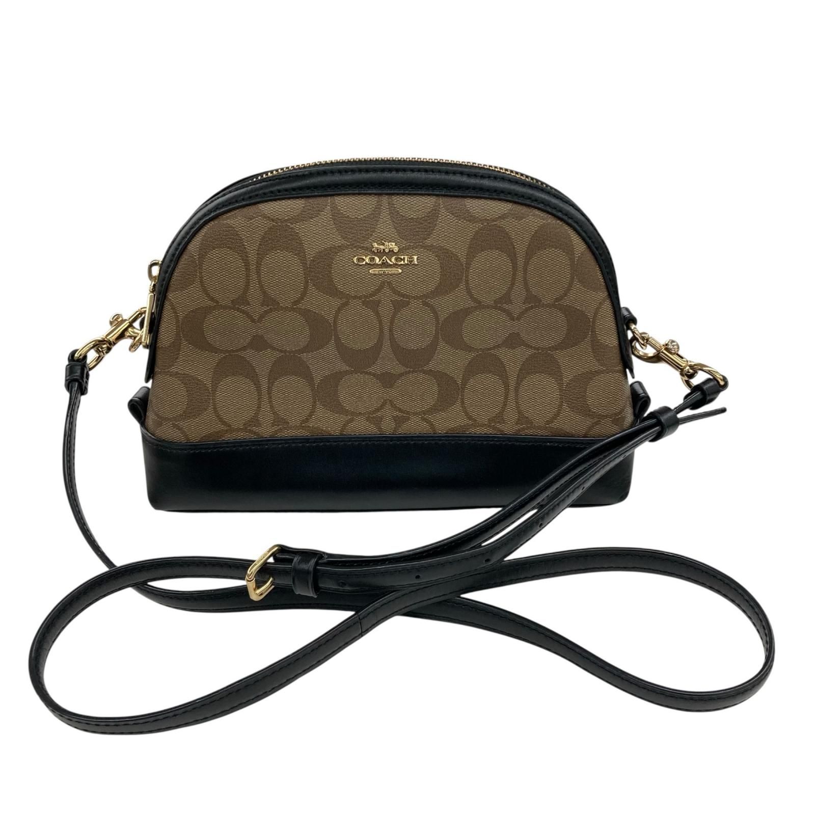 186005 現状品 COACH コーチ ショルダーバッグ シグネチャー ブラウン/ブラック