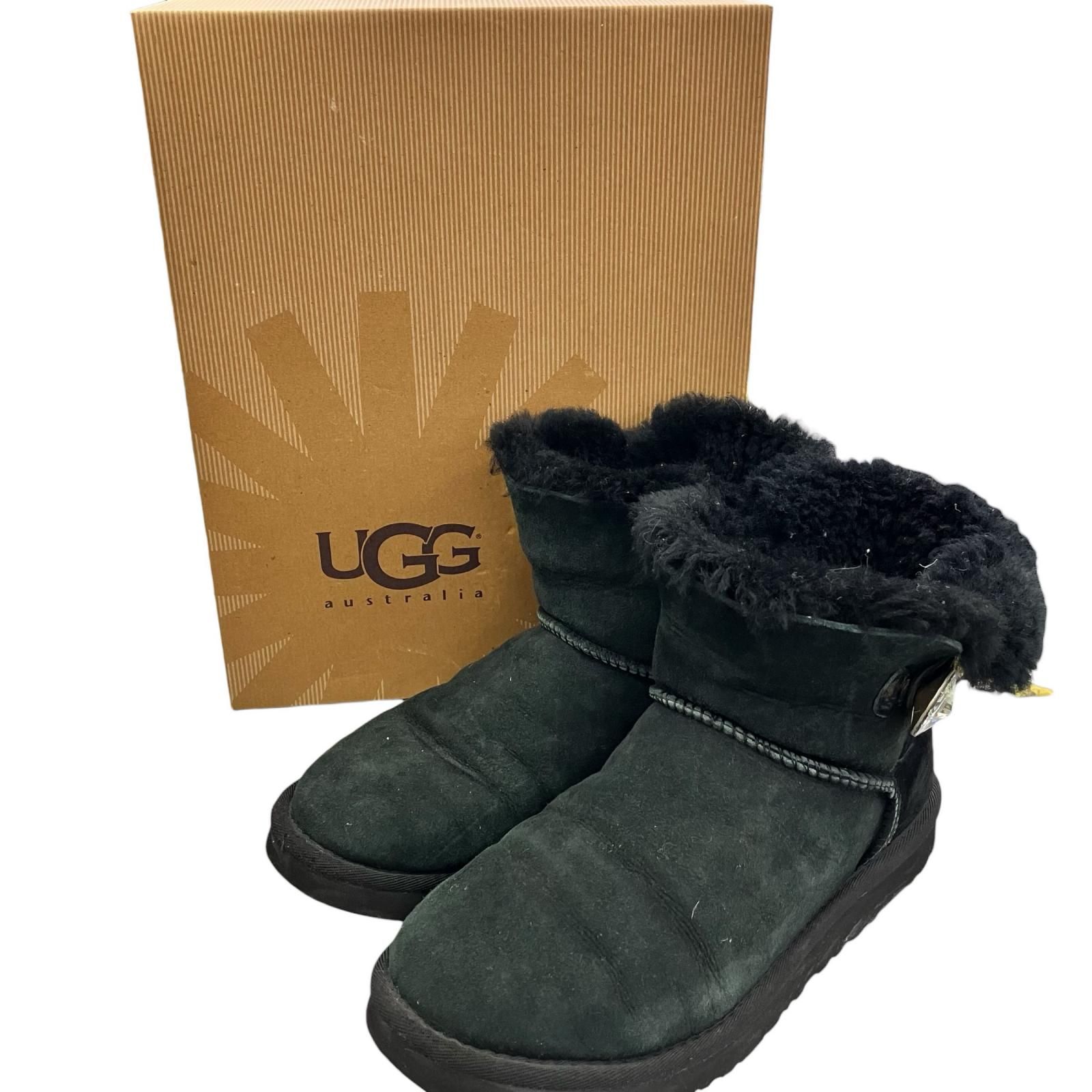 186001 UGG アグ ショートブーツ 1003889 24cm 黒 スワロフスキー