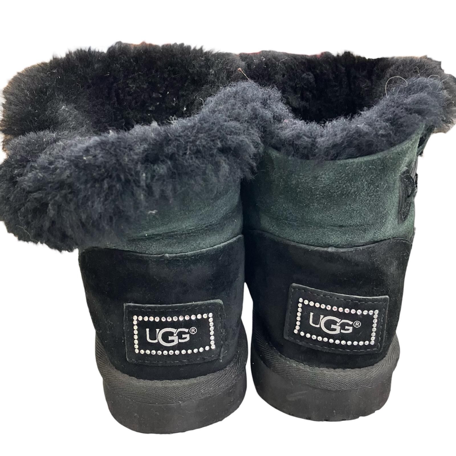 186001 UGG アグ ショートブーツ 1003889 24cm 黒 スワロフスキー