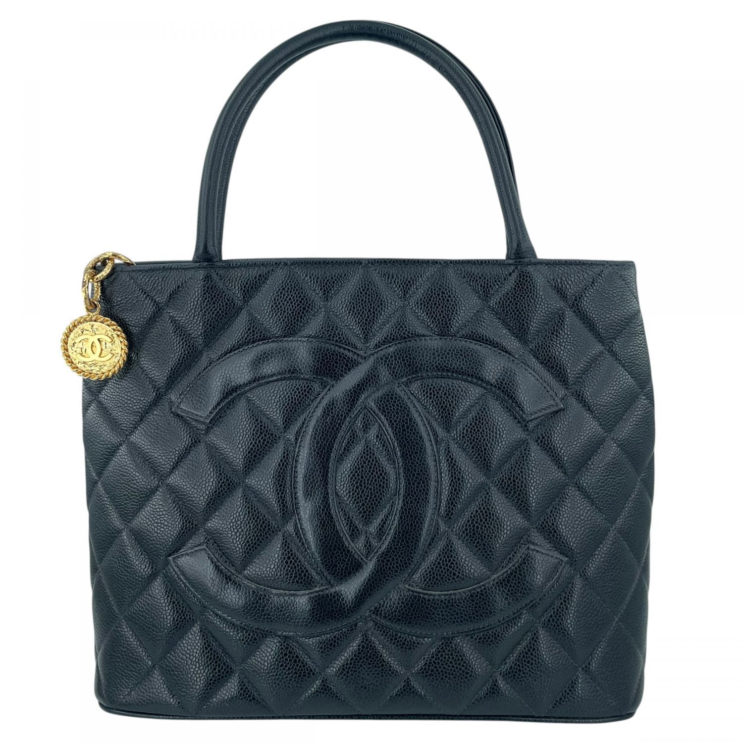 【中古】 CHANEL シャネル A01804 復刻トート トートバッグ キャビアスキン ヴィンテージ ココマーク ブラック 5番台 レディース 26014224 KJ