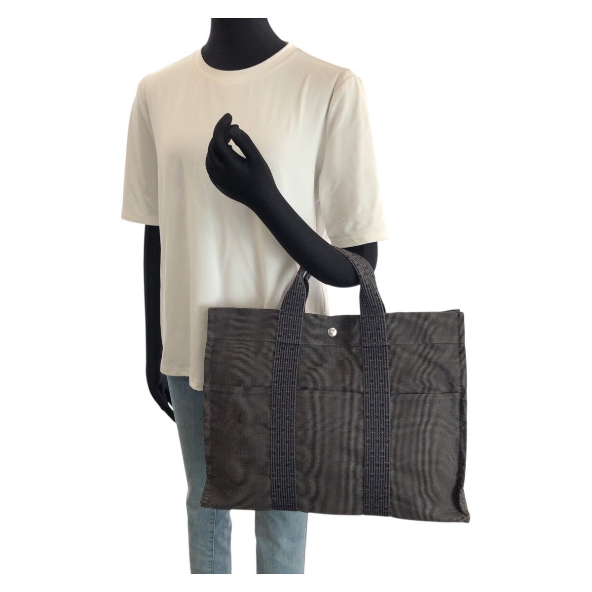 美品 HERMES エルメス エールライン MM グレー シルバー金具