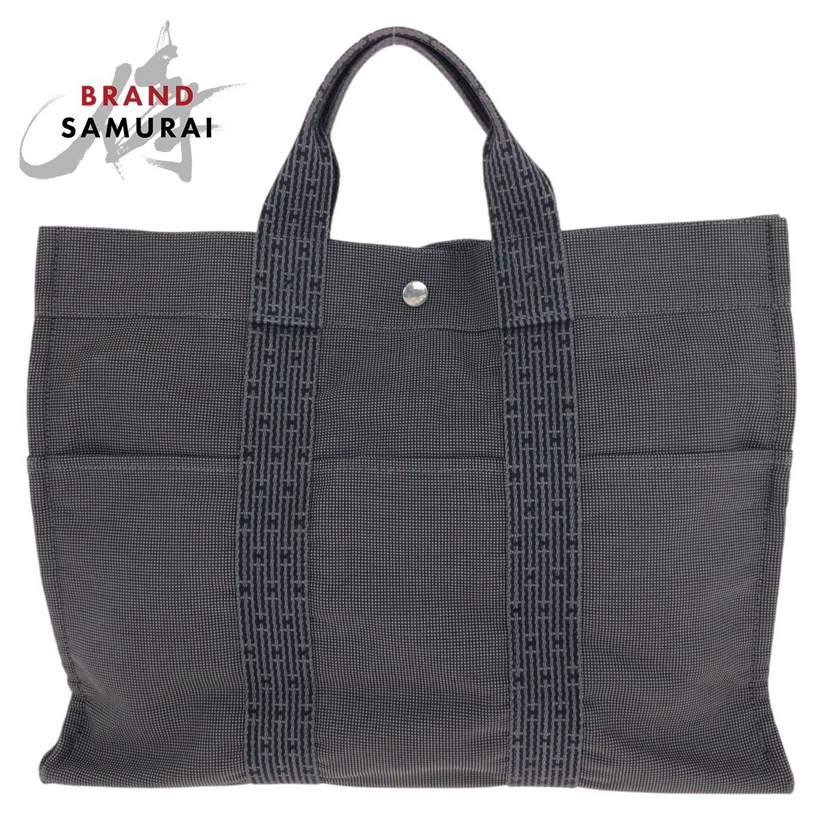 美品 HERMES エルメス エールライン MM グレー シルバー金具 